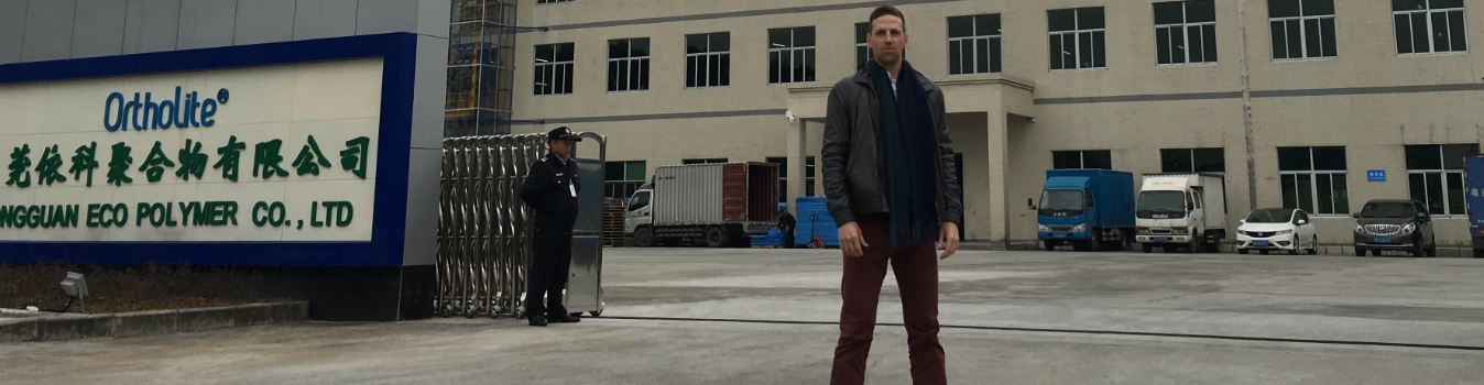 JB Barrett in front of OrthoLite China